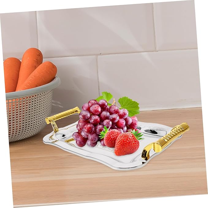 Unomor Elegant Stainless Steel Serving Tray Capacity Fruit Plate Versatile Desktop Fruit Tray Ktv Restaurant Dessert Serving Dish