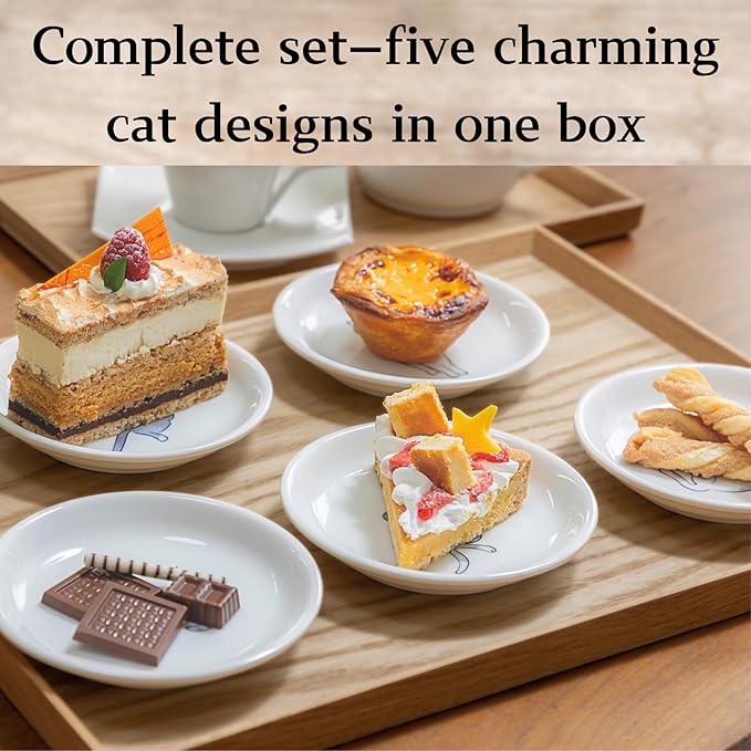 Cute Cats plates,Japense dish Mino ware,Blue glaze,Sushi Soy source dish Set of 5