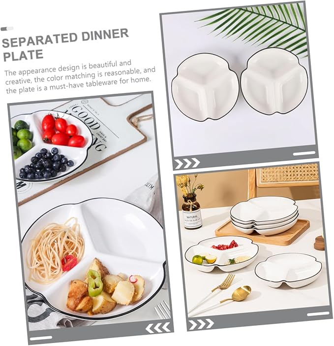 Porcelain Divided Plate Ceramic Dining Plate with Compartments for Dried Fruit Snacks Appetizers Easy to Clean Sectional Serving Platter for Home Parties Weddings