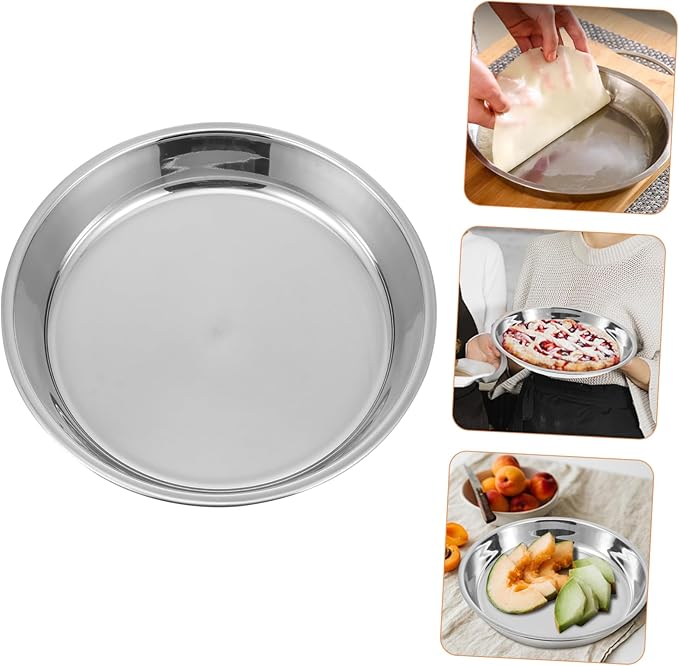 4pcs Stainless Steel Liangpi Plate Silver Slim Plate for Snacks Multi-function Serving Tray