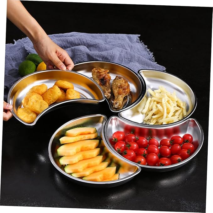 Crescent Shaped Serving Plate Silver Plates for Dinner Lunch Storage Tray for Home Decor