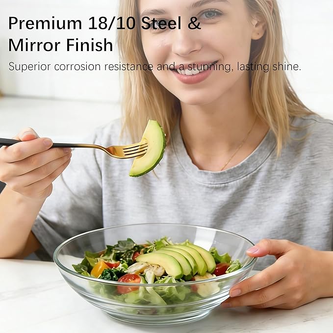 Black Silverware Set for 8 Modern 40 Piece Flatware Set 18/10 Stainless Steel Unique Black Gradual Change Gold Cutlery Utensils Sets for Home Kitchen Restaurant Tableware Set Mirror Polished