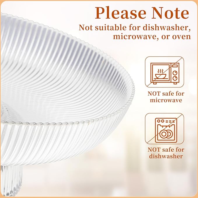 Large Glass Fruit Bowl for Kitchen Counter Decorative Centerpiece Bowl for Table Home Déco, Clear Ribbed