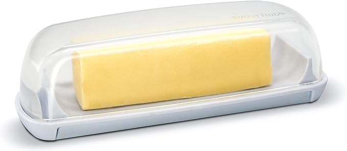 Butter Hub Butter Dish with Lid, Butter Keeper for Countertop, Easy Scoop, No Mess Lid, Dishwasher Safe (Clear)