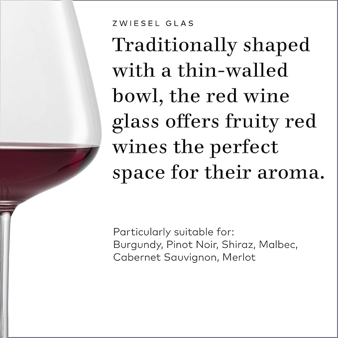 Zwiesel Glas Vervino Burgundy Red Wine Glass (Set of 6), Burgundy Glasses for Red Wine, Dishwasher-Safe Tritan Crystal Glasses, Made in Germany (32 Ounce)