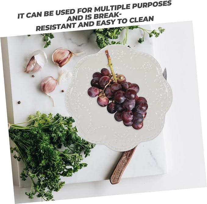 Ceramic Steak Plate Round Textured Serving Dish for Pasta Dessert and Appetizers for Family Gatherings Parties and Weddings Break-resistant and Easy to Clean
