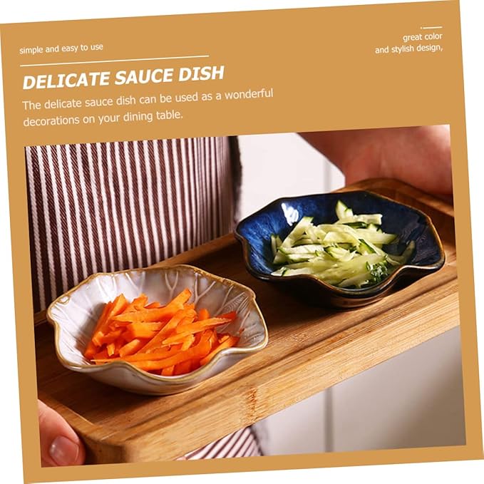 2pcs Dipping Sauce Dish Multi-purpose Appetizer Plates for Home Use for Soy Sauce Vinegar and Snacks Lightweight and Easy to Clean