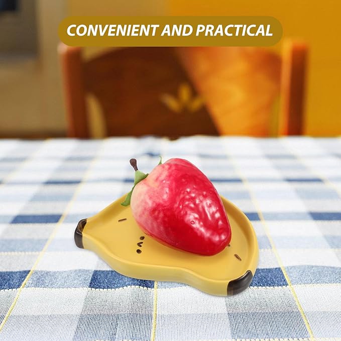 COHEALI Creative Cute Banana-shaped Ceramic Serving Plate for Fruit and Snacks Hand-painted Dish for Sauces and Appetizers Stylish Platter for Home Kitchen Use