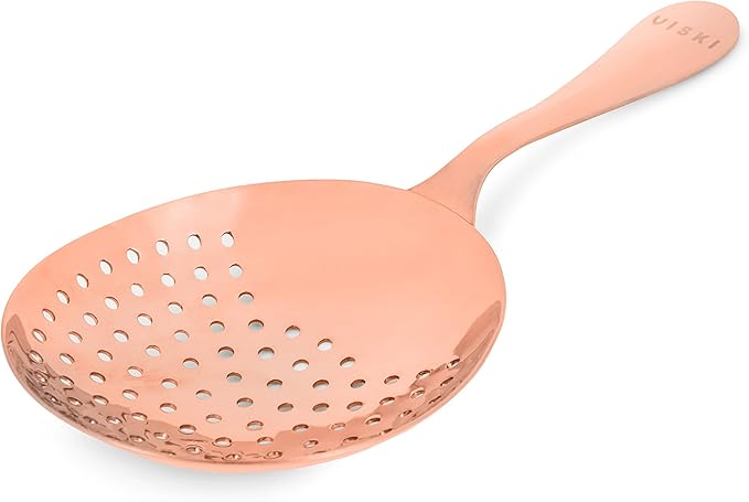 Viski Julep Stainless Steel Cocktail Strainer, Bar Tools, Drinks Spoon for Bartenders and Mixologists, Home or Commercial Use, Professional Metal Barware, Copper