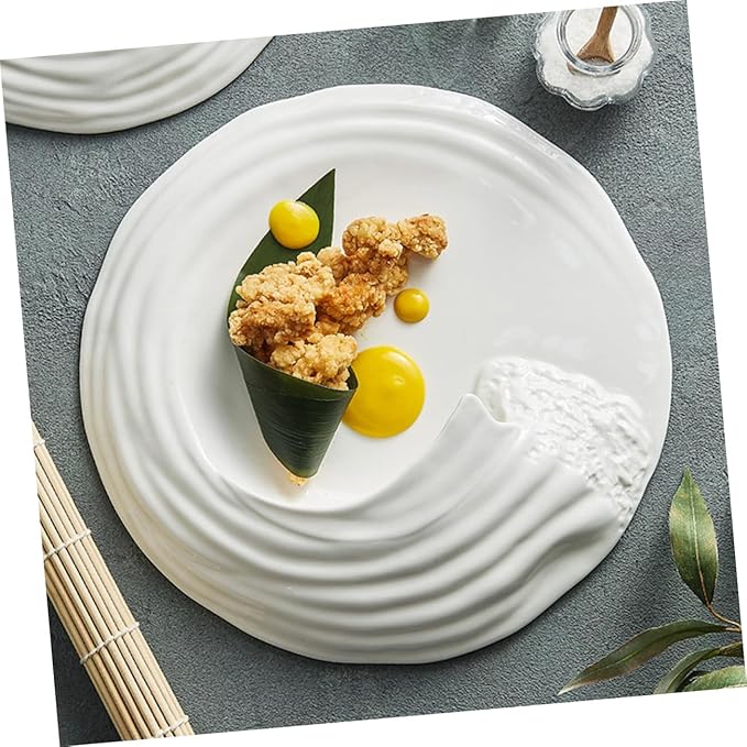 Healifty Ceramic Food Serving Plate Creative Western Snack Dish Unique Porcelain for Restaurants and Home Use Easy to Clean for Appetizers