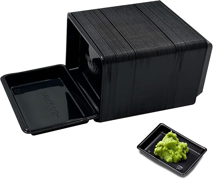 400 Pack Black Plastic Disposable Rectangular Sauce Dishes