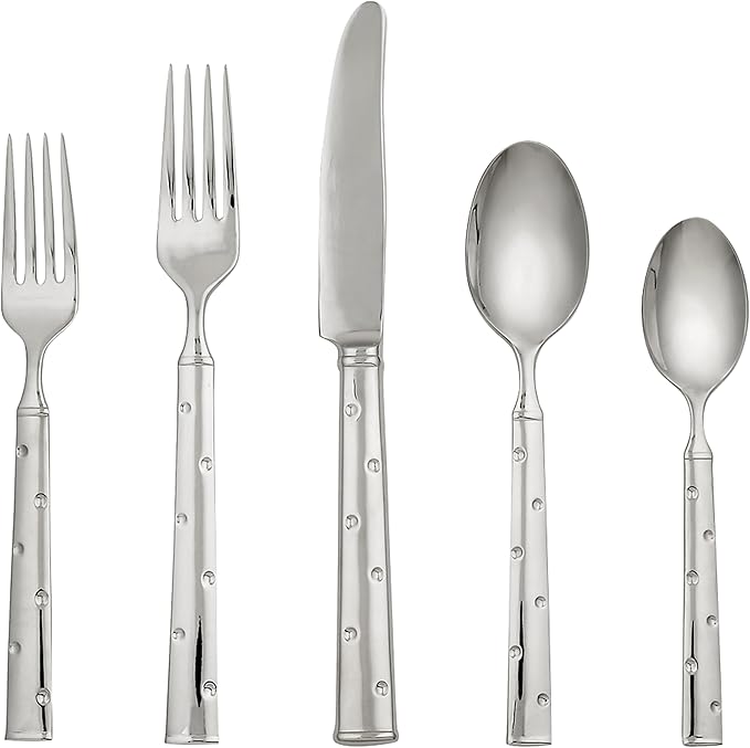 Kate Spade New York Larabee Dot 5-piece Flatware Set, 0.9 LB, Metallic