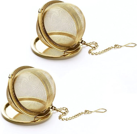Tea Infuser - Stainless Steel Mesh Tea Ball, Premium Tea Infusers for Loose Tea, Tea Filter Strainers Interval Diffuser with Extended Chain Hook for Brew Tea and Spices & Seasonings (2pcs)