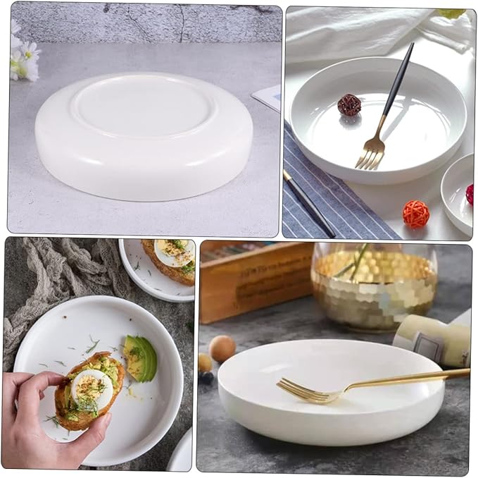 PRETYZOOM Delicate Ceramic Dinner Plate Small Sushi Plate Pasta Steak Salad Oven Freezer Safe White