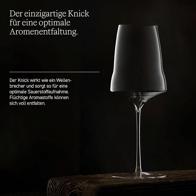 Josephinenhütte® JOSEPHINE N° 2 Wine Glasses [THE GLASS FOR CONNOISSEURS] – handcrafted & mouth-blown – set of 2 for medium-bodied white, rosé, and red wine – functional design for intense aroma
