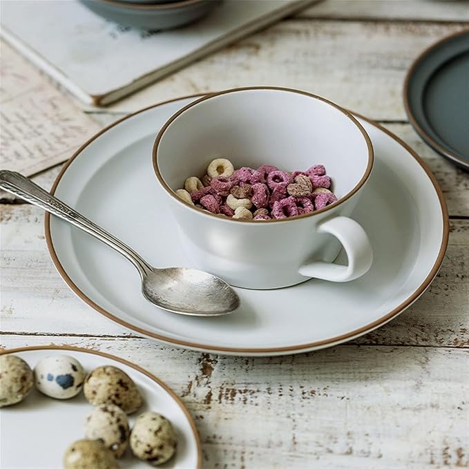 Dinner Plate Simple Ceramic Dinner Plates Creative Grey Nordic Plate Household Dishes and Bowls Porcelain Tableware for Kitchen(9 Inch Plate White)