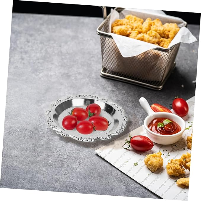 Happyyami 6pcs Mini Snack Plates Vintage Style Fruit Tray for Parties Serving Trays Elegant Metal Design Serving Dish for Chips and Nuts