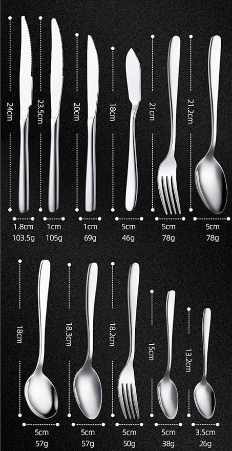 Stainless Steel Flatware serving set,Home Kitchen Eating Tableware Set,Dishwasher Safe,For Home Kitchen Restaurant Hote 11-piece Stainless Steel Table Knife, Fork And Spoon Household Cutlery Spoon Set