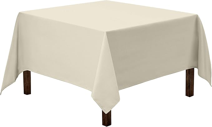 Gee Di Moda Square Tablecloth - 85 x 85 Inch Ivory Table Cloth for Large Square or Round Tables - Heavy Duty Washable Fabric - for Buffet Table, Holiday Party, Dinner, Wedding & Baby Shower