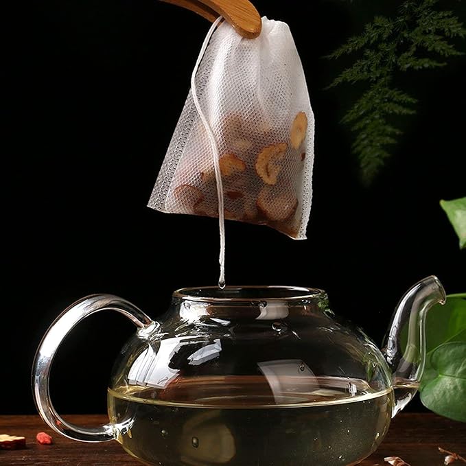 200 Pcs Disposable Tea Bags for Loose Leaf Tea, Empty Tea Bags for Loose Tea with Drawstring, Natural Tea Filter Bags for Loose Tea