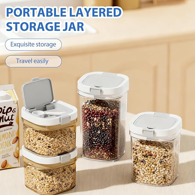 Sugar container with spoon, transparent milk powder jar, easy to clean, suitable for putting coffee, flour and sugar (1800ml)