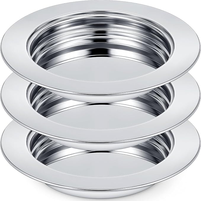 Zhehao 3 Pcs Communion Plates for Church Communion Bread Tray Plate Church Supplies Set Polished Stainless Steel Tray (Silver)