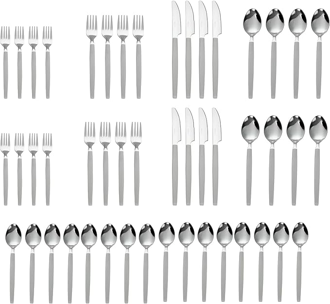 SEDLAV 49-Piece Stainless Steel and Plastic Flatware Set with Tray - Elegant Service for 8, Complete Dining Ensemble