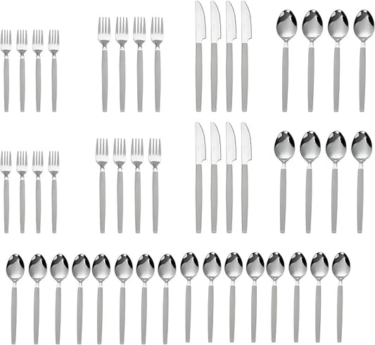 SEDLAV 49-Piece Stainless Steel and Plastic Flatware Set with Tray - Elegant Service for 8, Complete Dining Ensemble