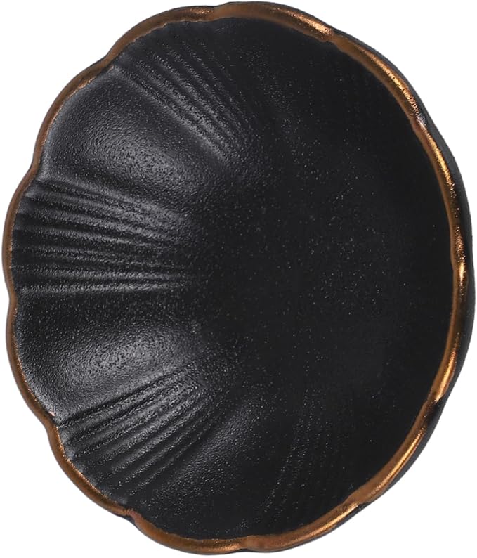 Unique Design Ceramic Plate Black Mini Bowl for Appetizers Salad Sauce for Catering Restaurant