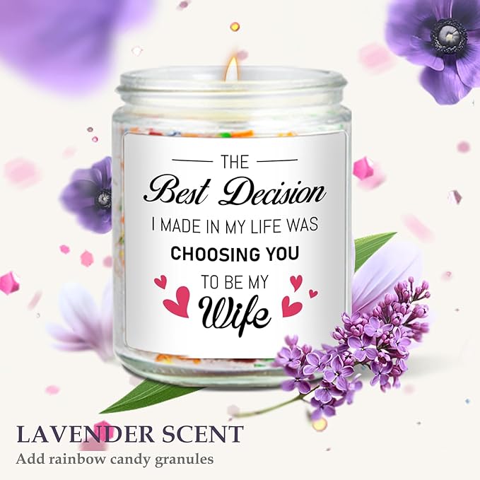 Wedding Gift for Wife from Husband, to My Wife Candle, Bride to Be Gifts for Women, Birthday Gift for Wife, I Love You Gifts for Her, Anniversary Present for Wifes, Lavender Scented