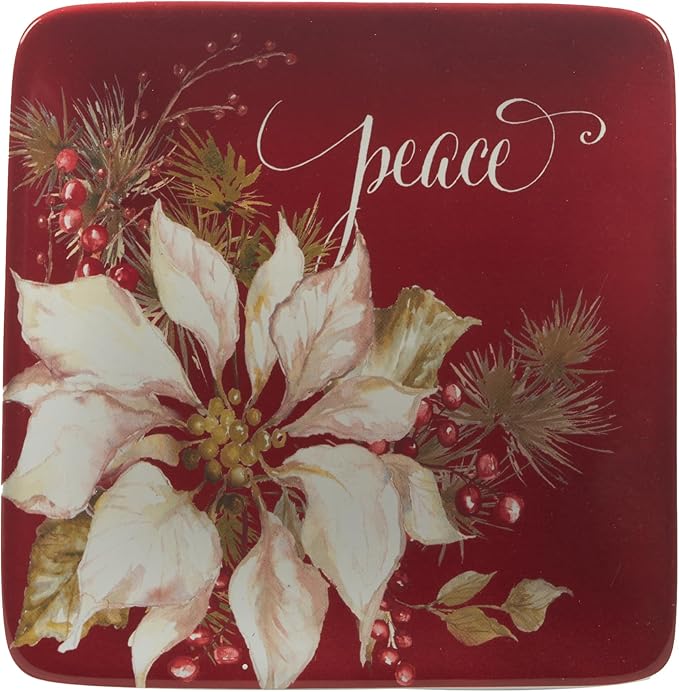 Certified International Winters Joy 6" Luncheon/Canape Plates, Set of 4 Assorted Designs, Multicolor, Small