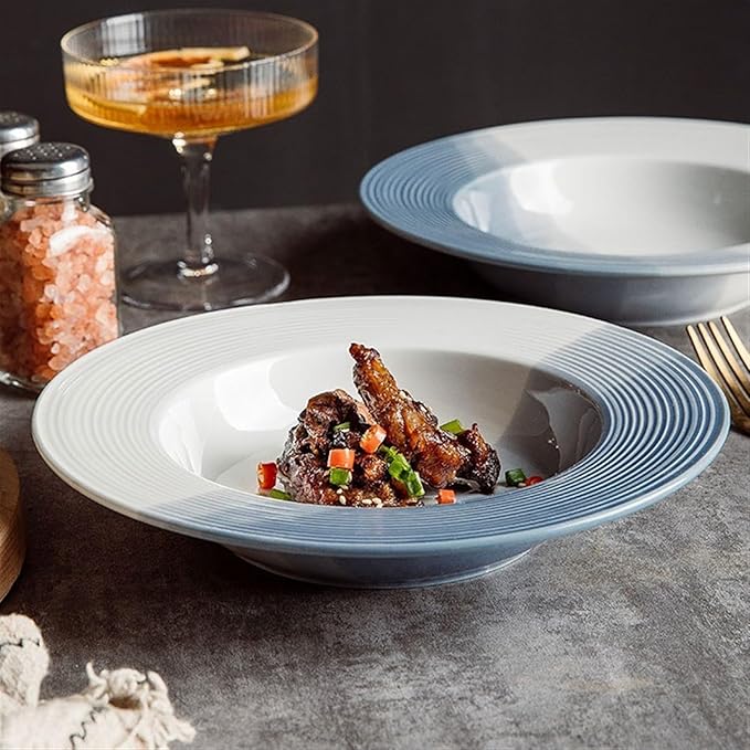 Dinner Plates Simple Ceramic Straw Hat Plate French Pasta Plate Soup Plate Deep Dish Salad Plate Commercial Plates Kitchen Dinnerware, Dingzhebo2022