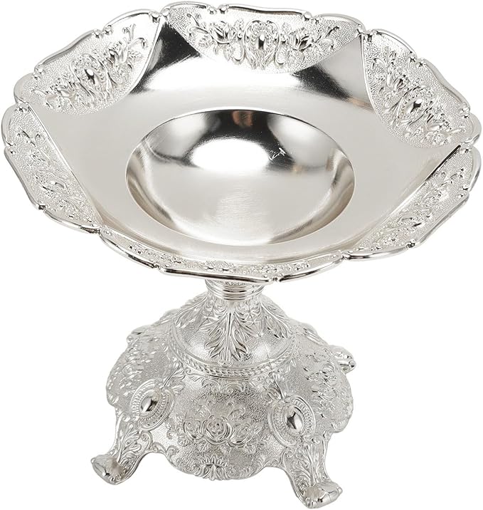 European Fruit Tray, Metal Food Serving Tray Easy To Clean with Base, Silver Serving Tray for Storage (Silver)
