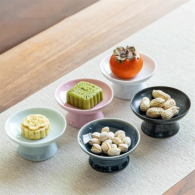 Appetizer Bowls Large Ceramic Round Dim Sum Dish Desktop Snack Plate Bone Plate for Appetizers Potato Chips Fruite Dessert Snack Ceramic Tray. Salad Bowls (Color : E)