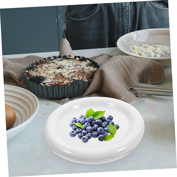 Round Ceramic Plate Set Appetizer and Dessert Plates Multi-functional White Steak and Snack Trays Thick Edge Design for Home and Party Use