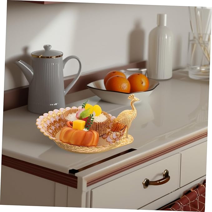 GLEAVI Elegant Gold Fruit Plate European Style Serving Tray Snack Dessert Display