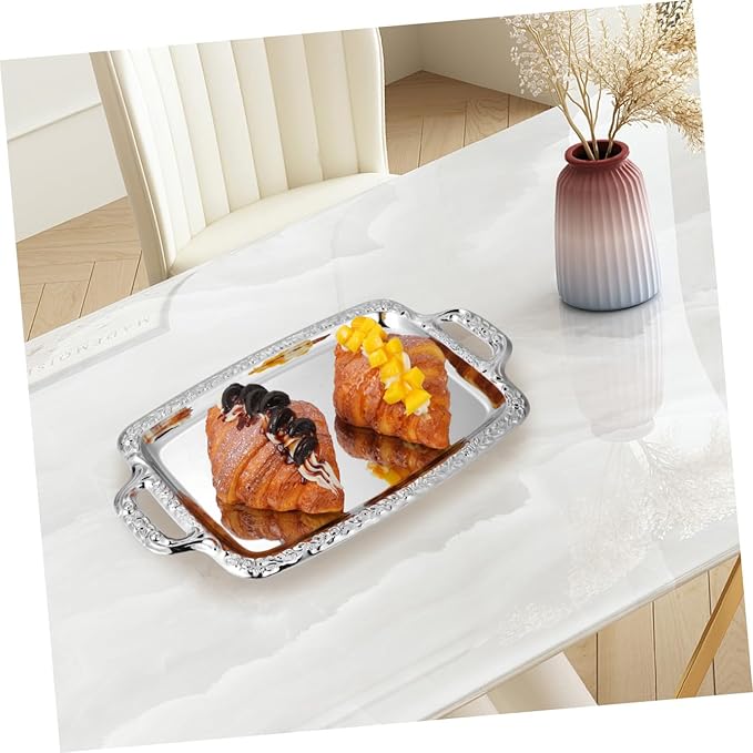 VALICLUD Metal Serving Tray, Decorative Food Storage Plate for Living Room, Tableware Organizer