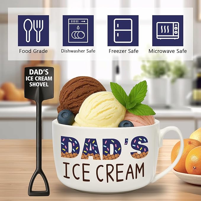 Dad Gifts for Christmas - Dad's Ice Cream Bowl and Shovel Set - Ideal Fathers Day Birthday Gifts from Daughter Son