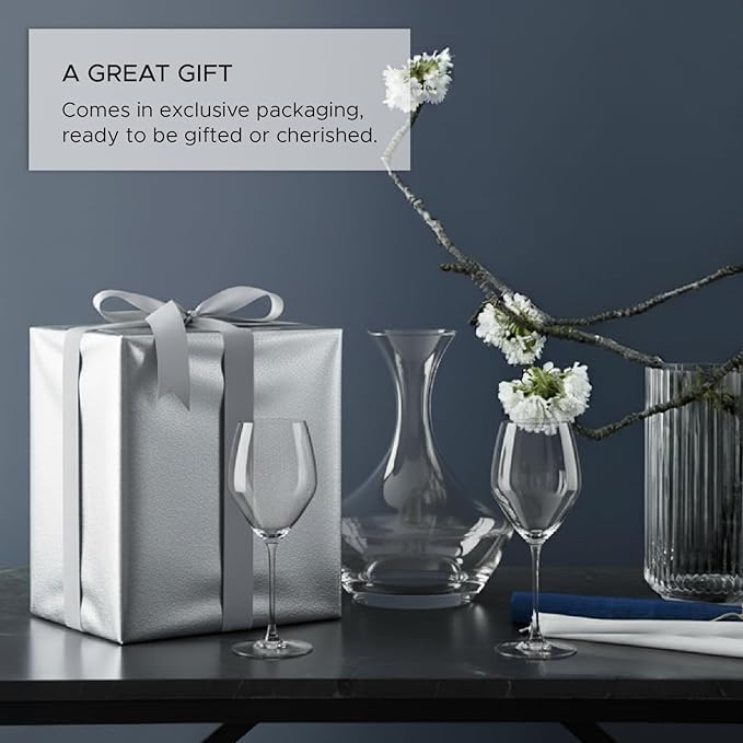 Holmegaard Perfection White Wine Glass, Clear, 7.9" H x 3.1" D, 10.8 oz, Set of 6, Designed by Tom Nybroe, Gift Box Included