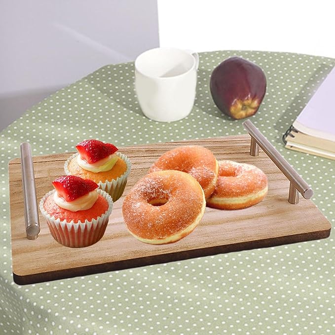 Elegant Donut Serving Tray with Convenient Handle for Desserts, Silver
