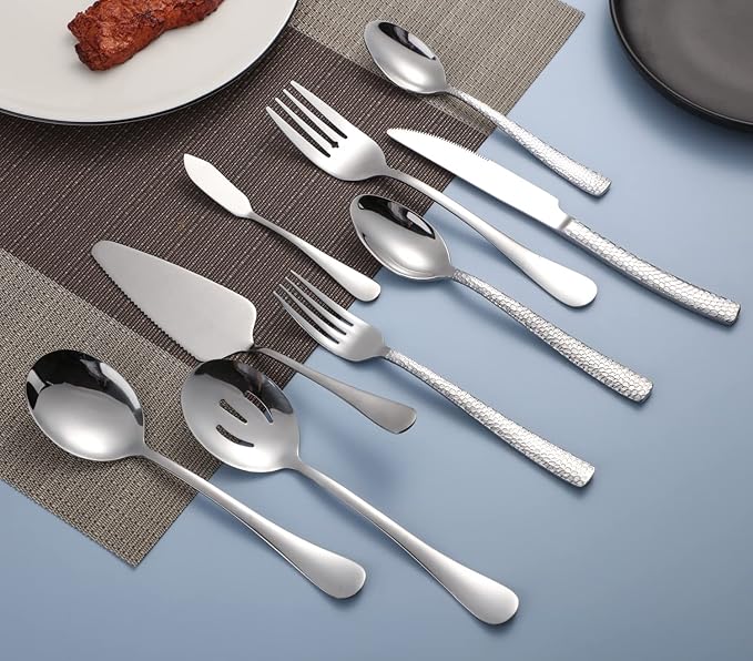 Silverware Set with Serving Utensils Stainless Steel Flatware Set for 4 Cutlery Utensil Sets Includes Forks Spoons Knives for Home Restaurant Hotel
