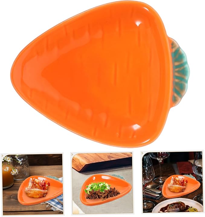 Zerodeko Carrot Seasoning Dish Porcelain Appetizer Plate Dipping Bowl Ceramic Sauce Dish