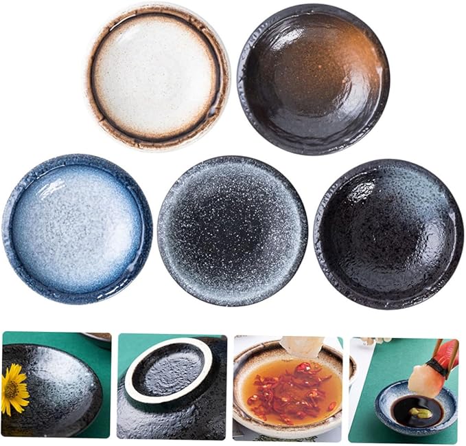5pcs Ceramic Dipping Plates Condiment Bowls for Plate Sauce Dishes Appetizer Serving
