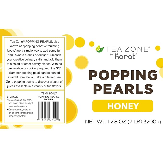 Tea Zone [7 Pounds] Honey Popping Pearls for Boba Tea Beverages, Sweets, Ice Cream Topping | B2067