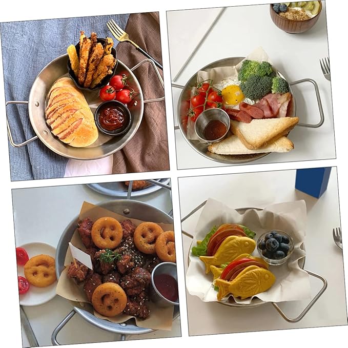 Stainless Steel Dinner Plate Party Serving Trays Snack Plate Salad Dish Kitchen Tableware Silver