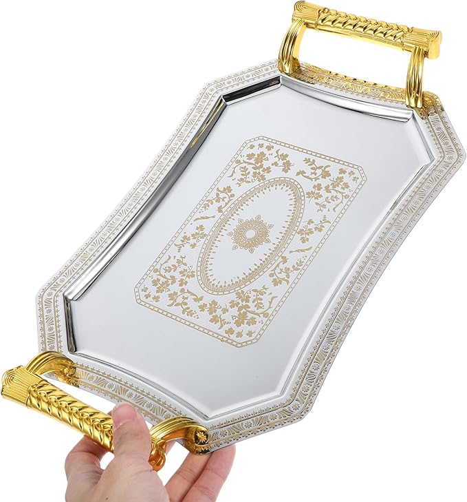 VOSAREA Elegant Carved Fruit Serving Tray Snack Dish Dessert Plate Food Tray for Desktop Wedding Fruit