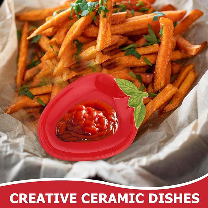 Hemoton 4pcs Creative Strawberry Ceramic Snack Plates Appetizer Dishes for Sushi Desserts and Sauces for Home Restaurant and Party Use