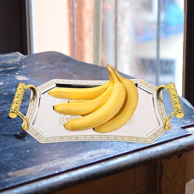 VOSAREA Elegant Carved Fruit Serving Tray Snack Dish Dessert Plate Food Tray for Desktop Wedding Fruit