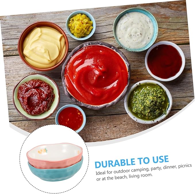 2Pcs Ceramic Seasoning Dipping Plates for Sauces Condiments and Appetizers and Ceramic Design for Home Use and Entertaining
