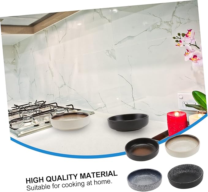 4pcs Ceramic Sauce Plates Small Appetizer Dipping Dishes for Home Use Ethnic Style Tableware Dishwasher Safe for Soy Sauce Vinegar and Spices